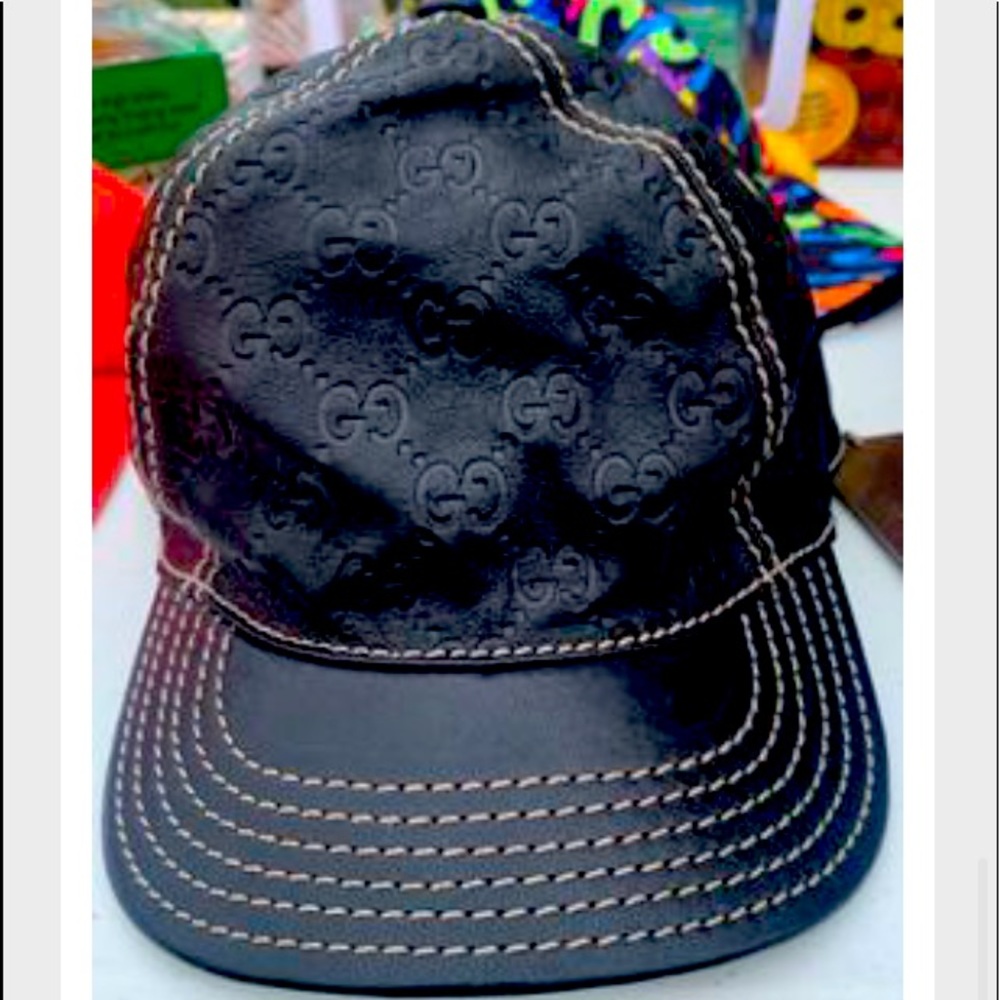 Authentic Gucci Leather Baseball hat .Vintage.